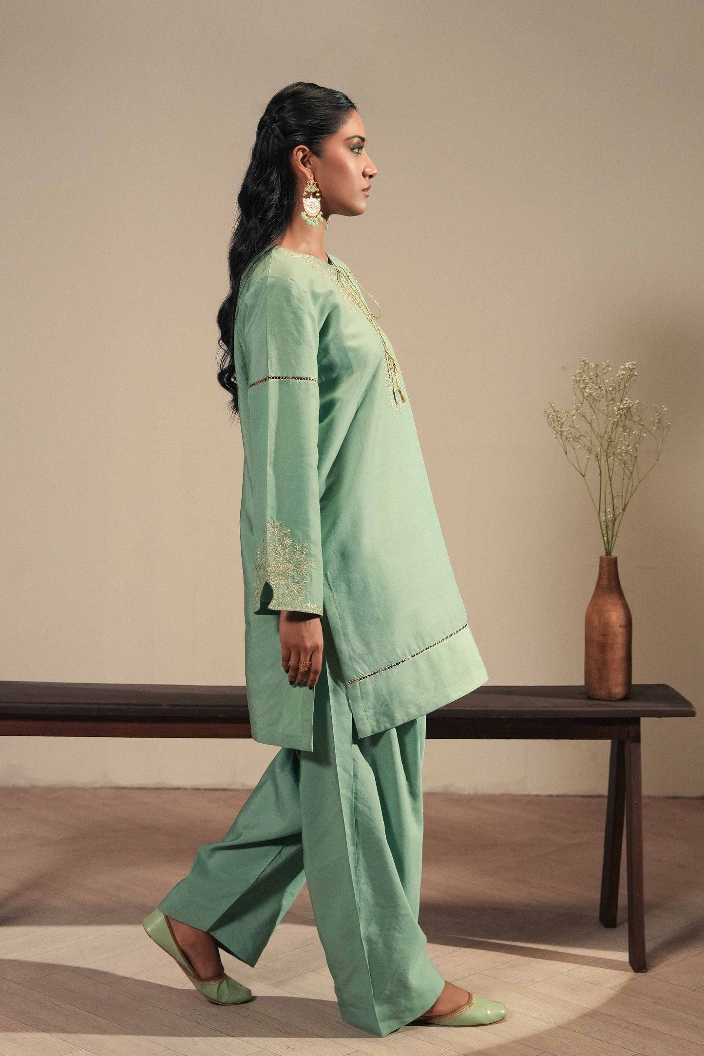 Tara | Cotton Net Embroidered 2PC