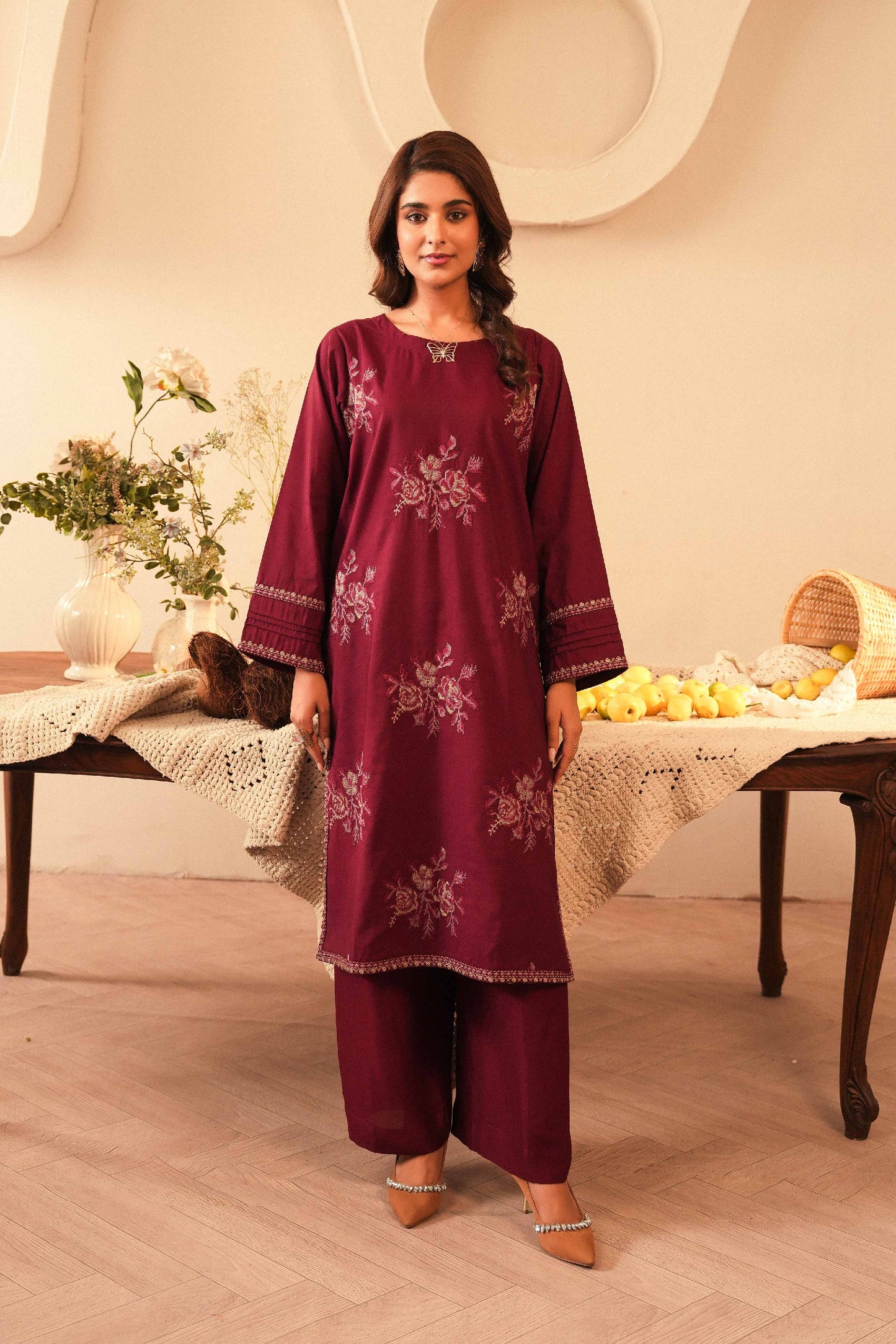 Kaya | Cotton Net Embroidered 2PC