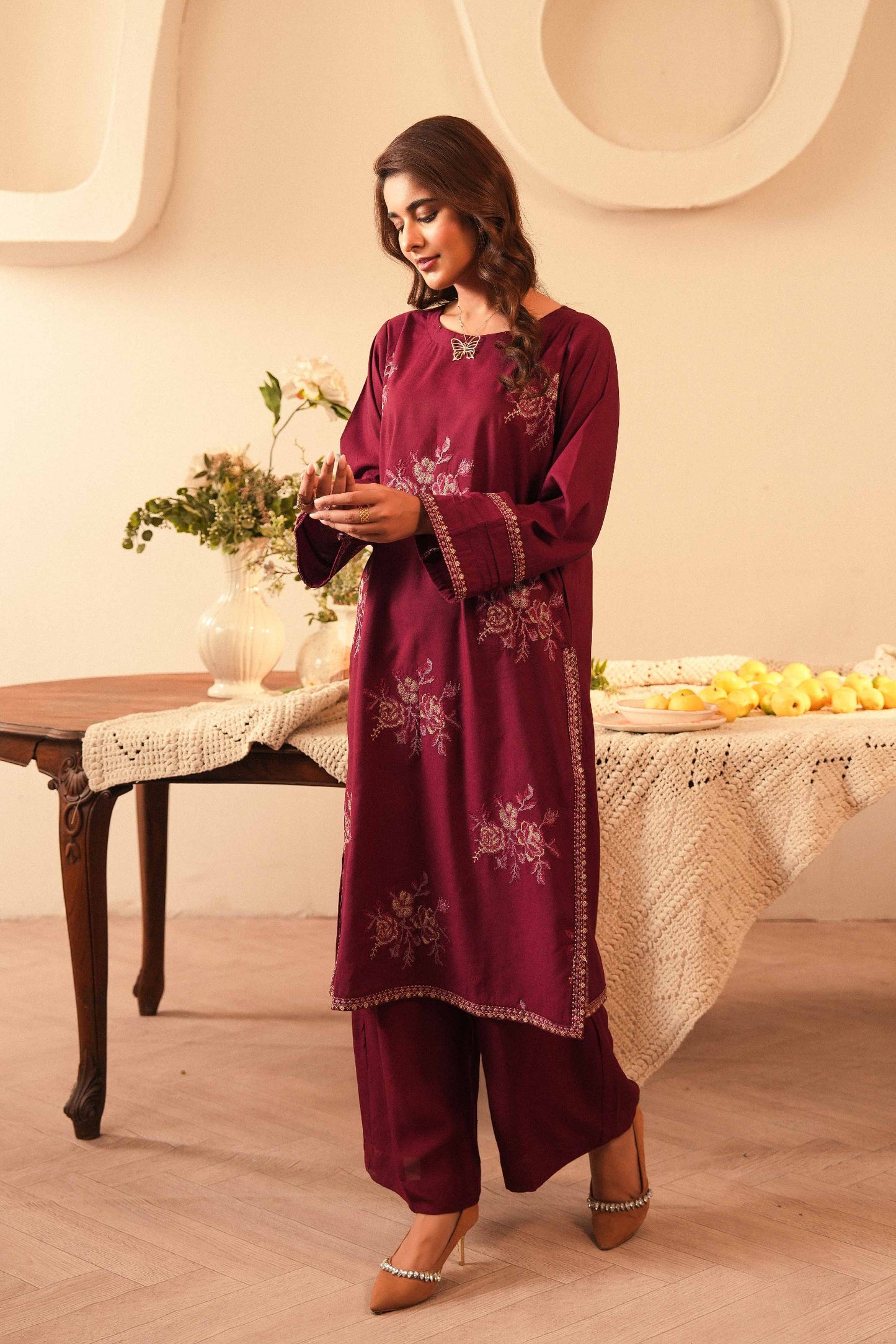 Kaya | Cotton Net Embroidered 2PC