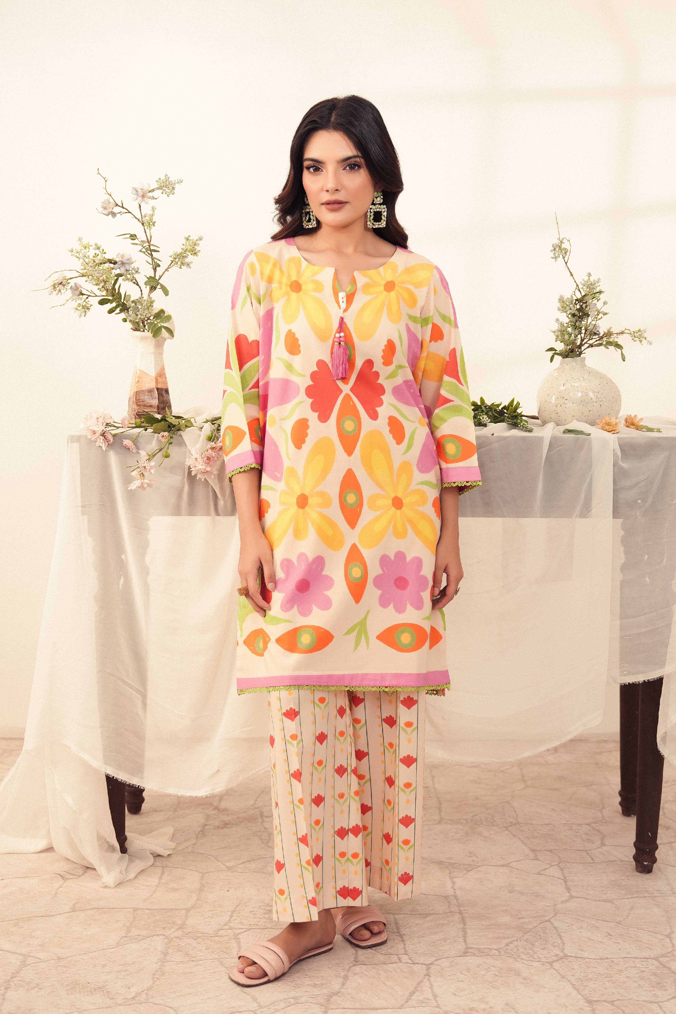 Floral Print 2 Pc Shirt and Trouser